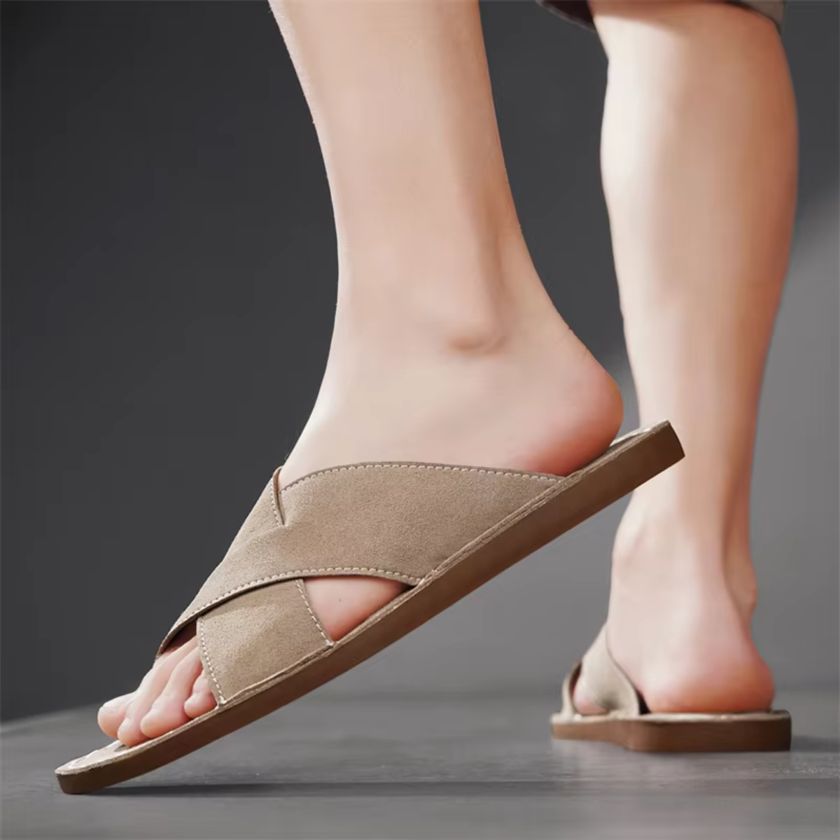 The Hudson Men’s Cross Strap Slide Sandals