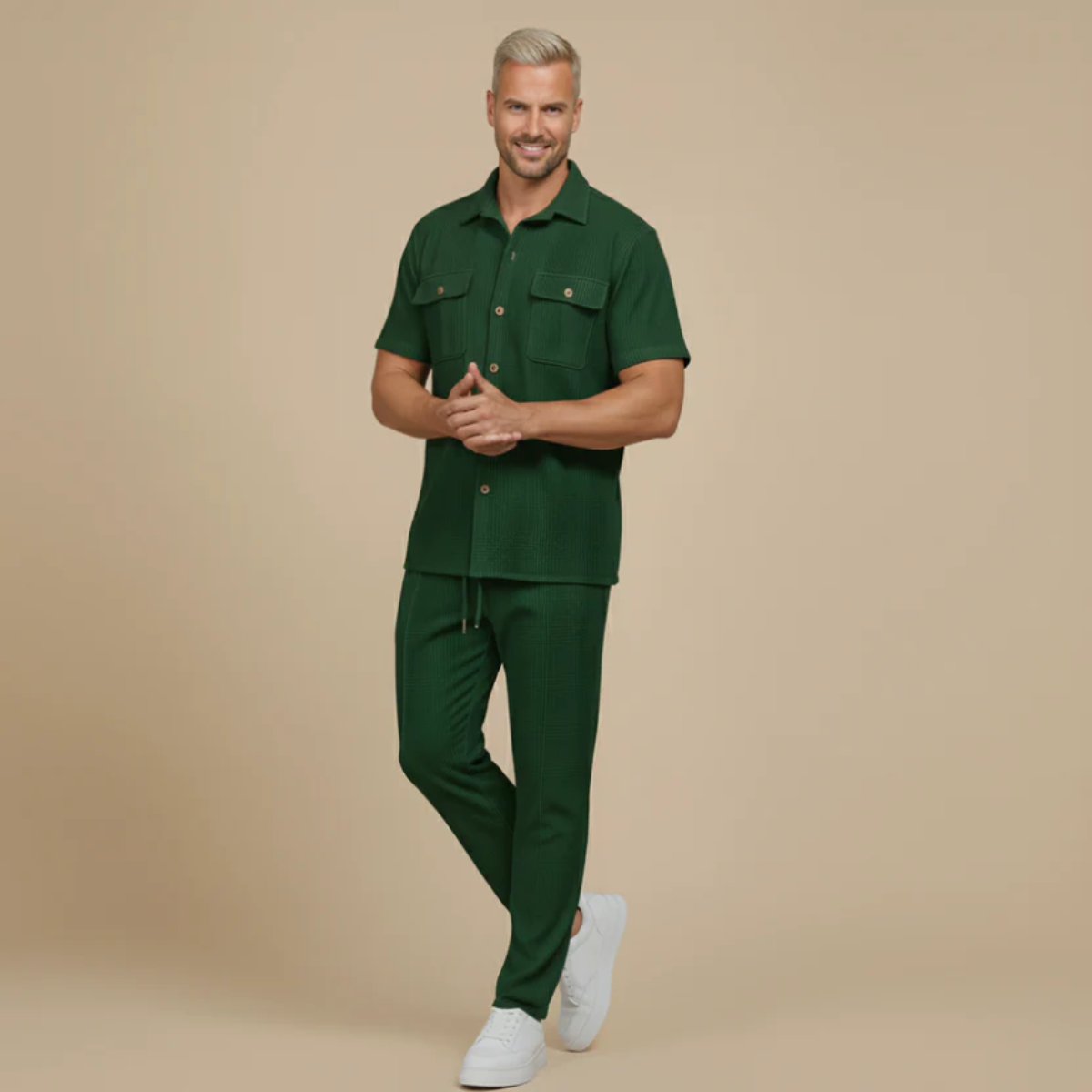 The Savigliano Men's Short Sleeve Shirt and Pants Set