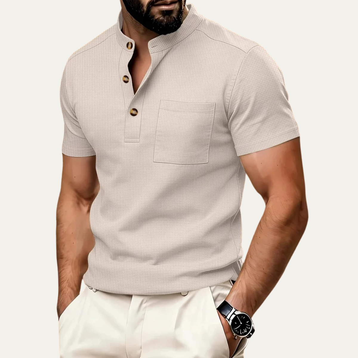 The Manhattan Men’s Waffle Henley Summer Shirt