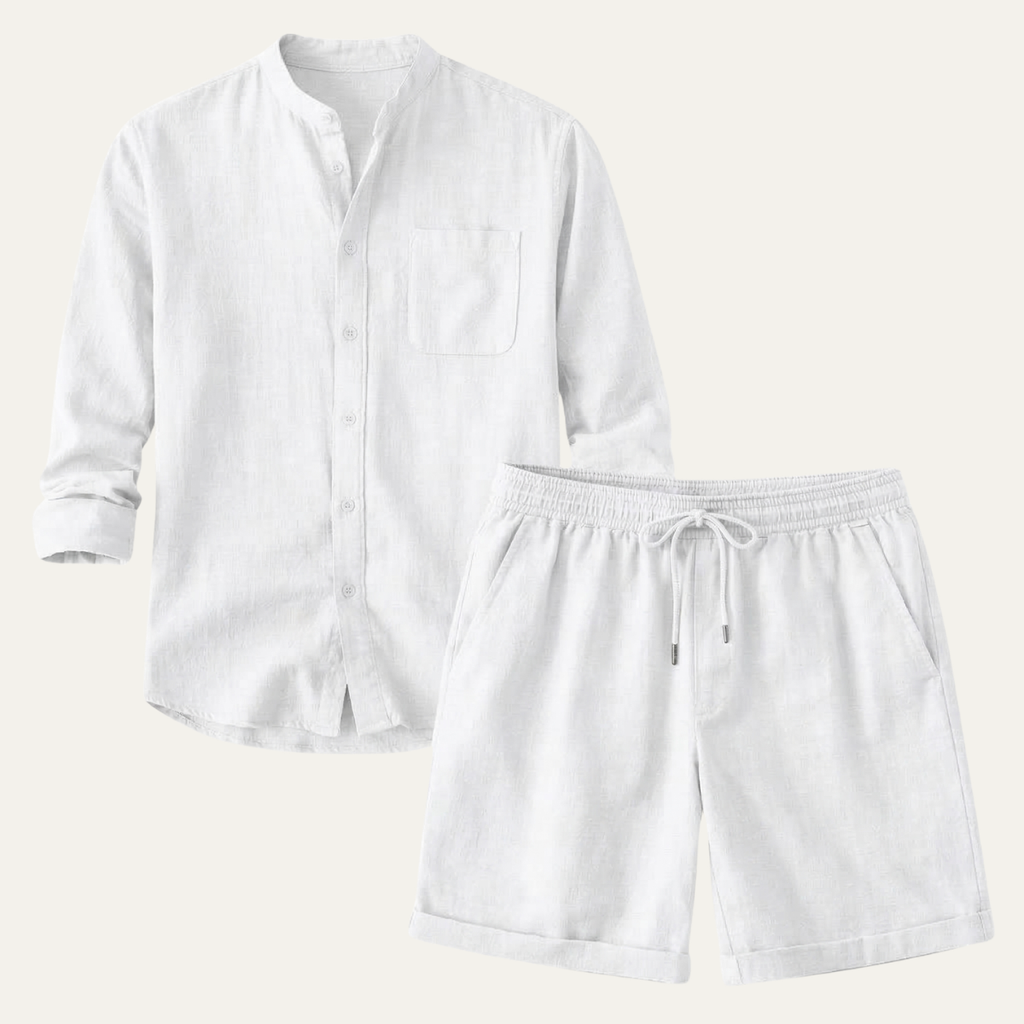The Glenbrook Park Men’s Cotton Linen Set – Shirt & Shorts