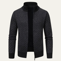 The Modica Men’s Knitted Stand Collar Zip Up Plaid Winter Cardigan