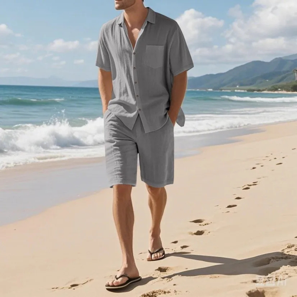 The Aspen Men’s Linen Beach Matching Set