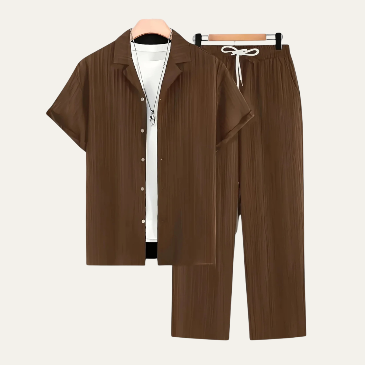 The Dervio Men’s Two Piece Set – Lightweight Button-Up Shirt & Relaxed Pants