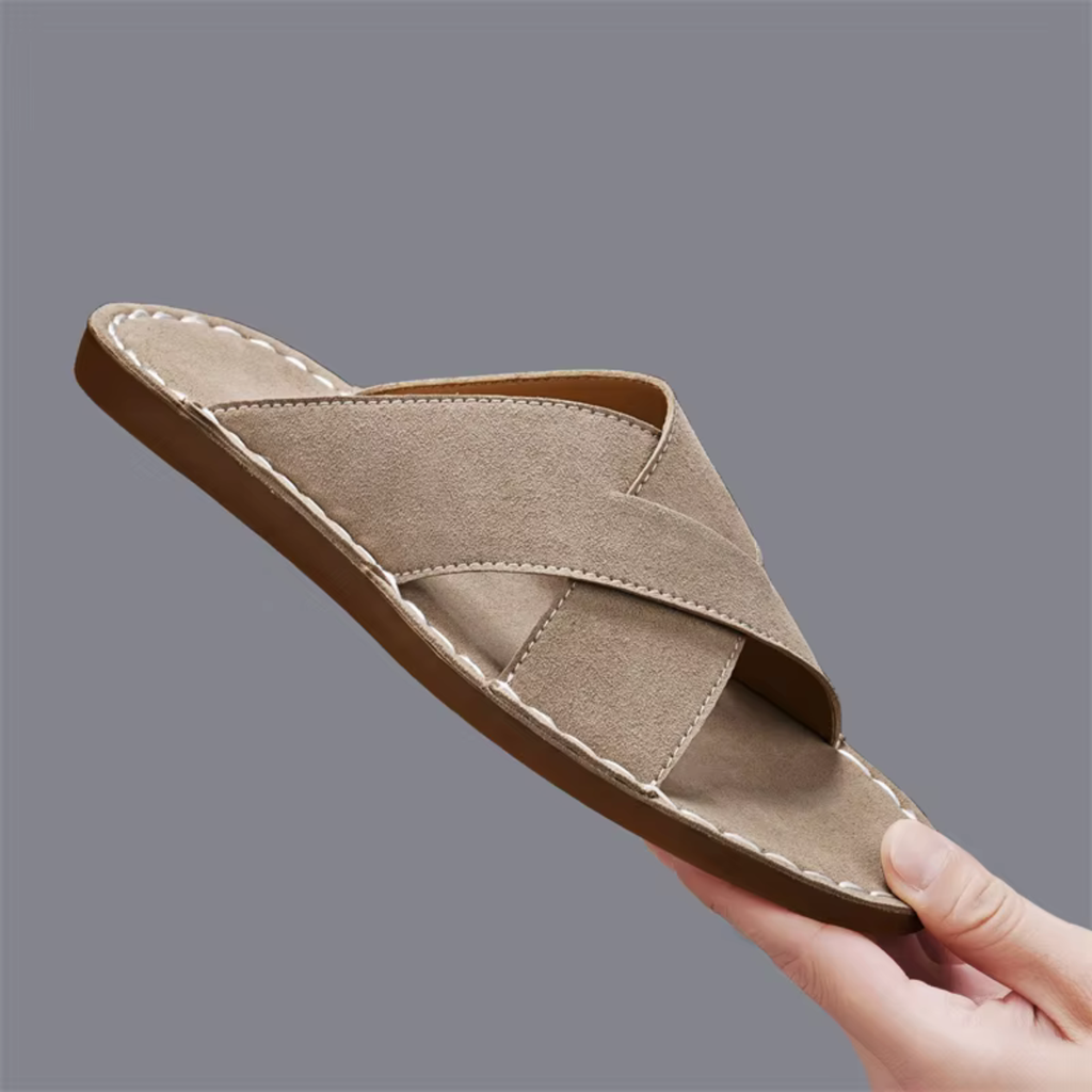 The Hudson Men’s Cross Strap Slide Sandals