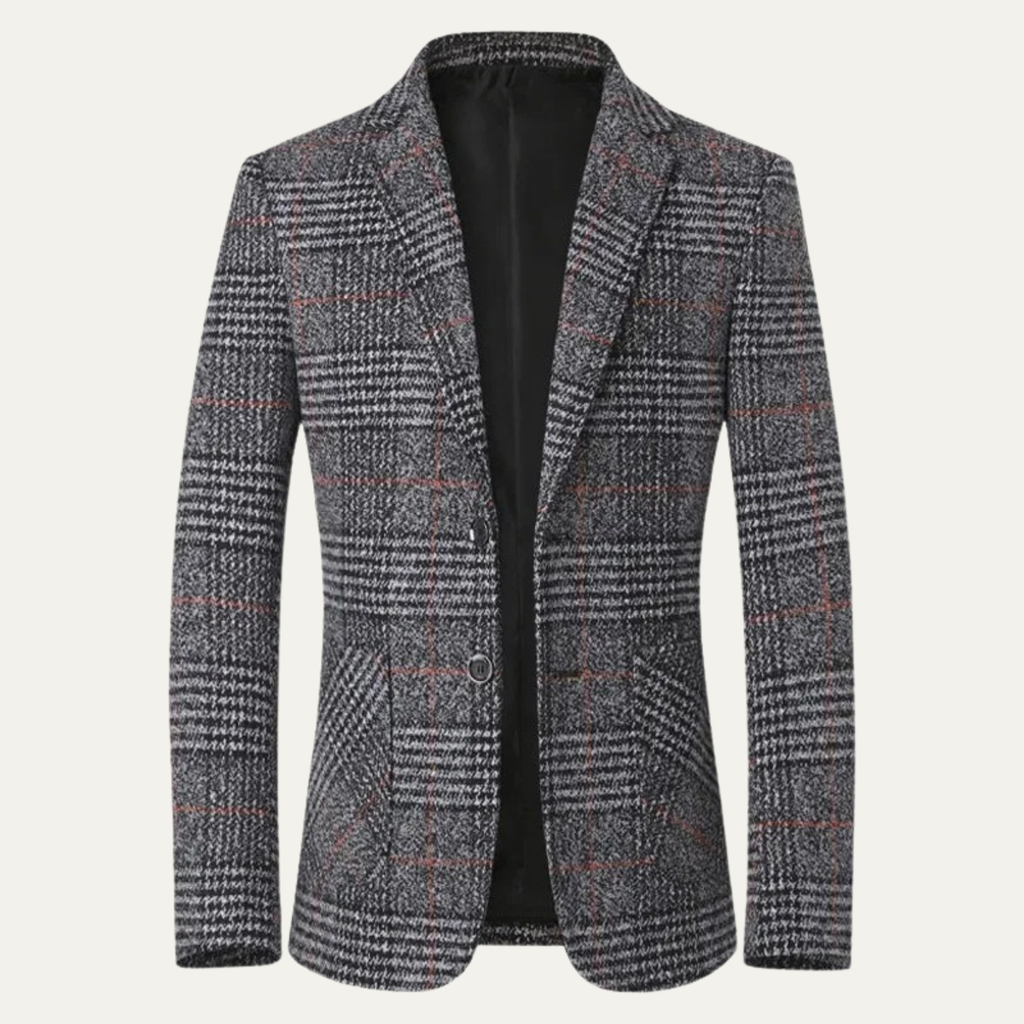 The Monopoli Men’s Slim Fit Check Plaid Tweed Blazer Suit - Wedding Guest