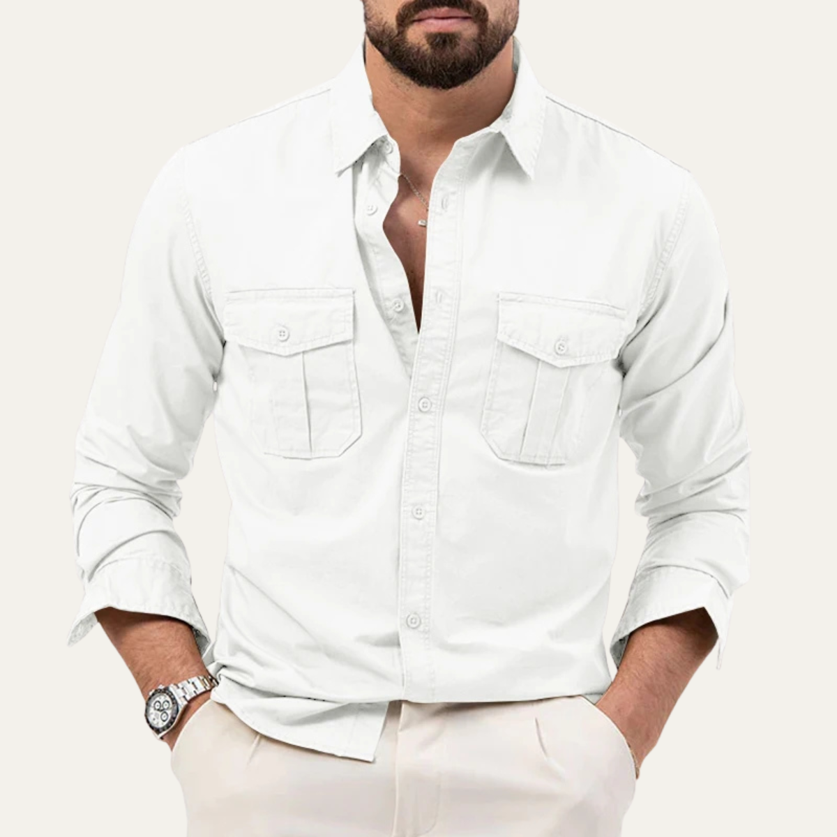 The Brookwater Men’s Retro Solid Button Up Shirt