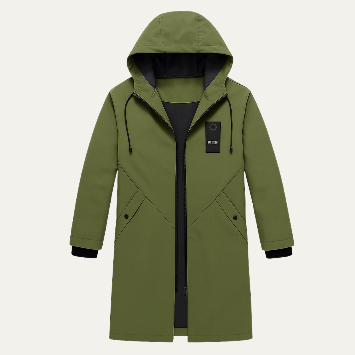 Men's Waterproof Long Rain Jacket – Windproof Hooded Casual Coat