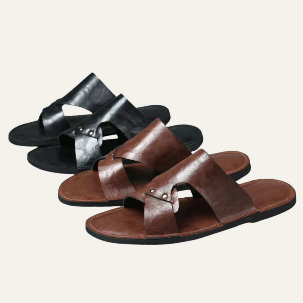 The Greenwich Men’s Leather Comfort Slide Sandals