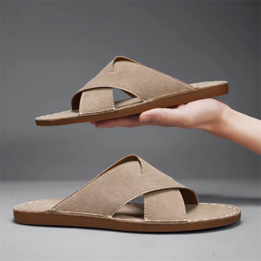 The Hudson Men’s Cross Strap Slide Sandals