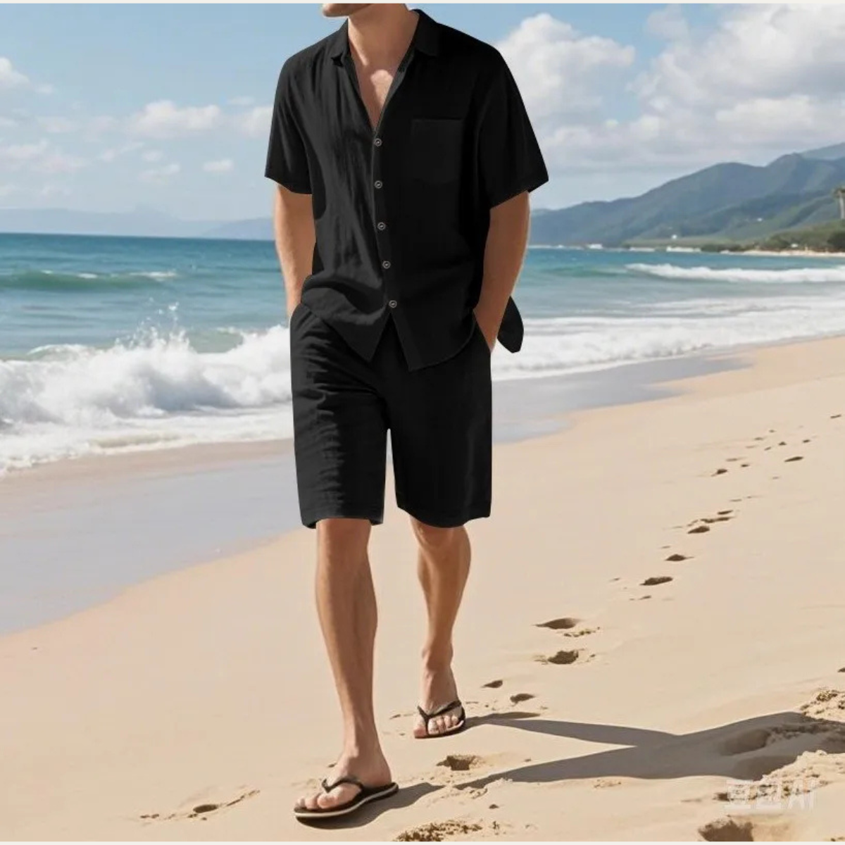 The Aspen Men’s Linen Beach Matching Set