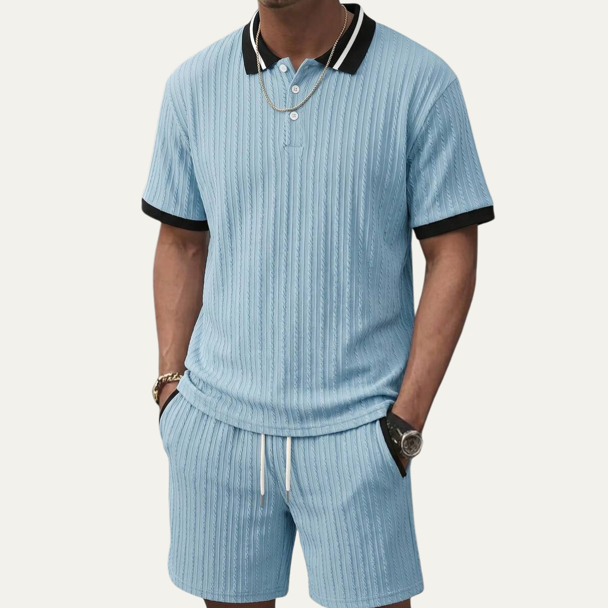 The Portwell Men's Knit Polo Matching Set