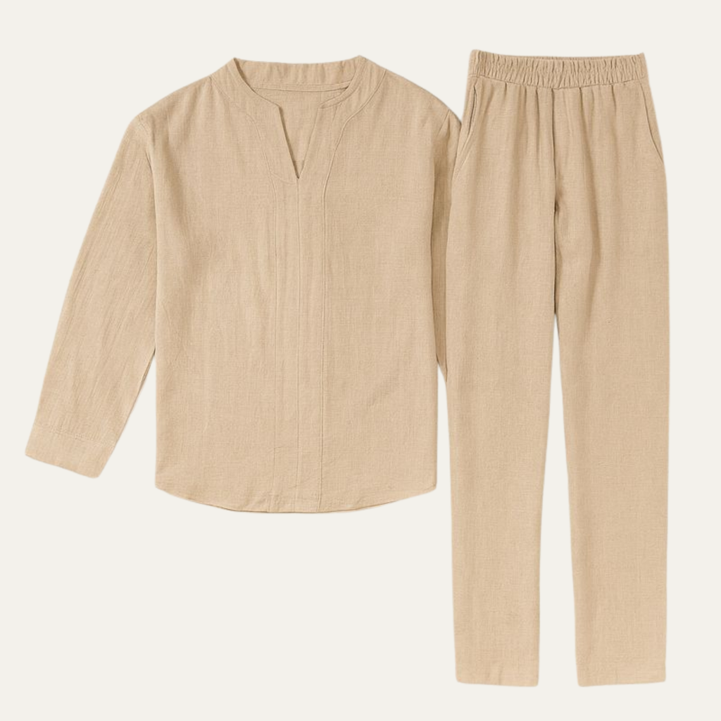 The South Yarra Men’s Casual Long Sleeve Shirt and Pants Set – Two Piece Outfit