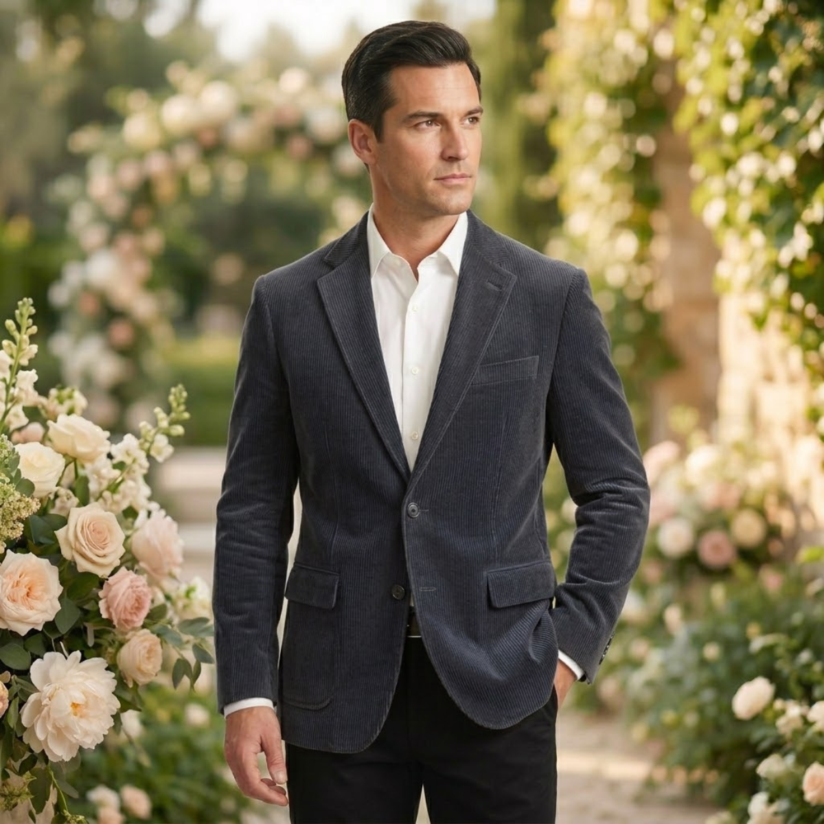The Livorno Men’s Vintage Casual Slim Fit Corduroy Blazer Jacket - Wedding Guest