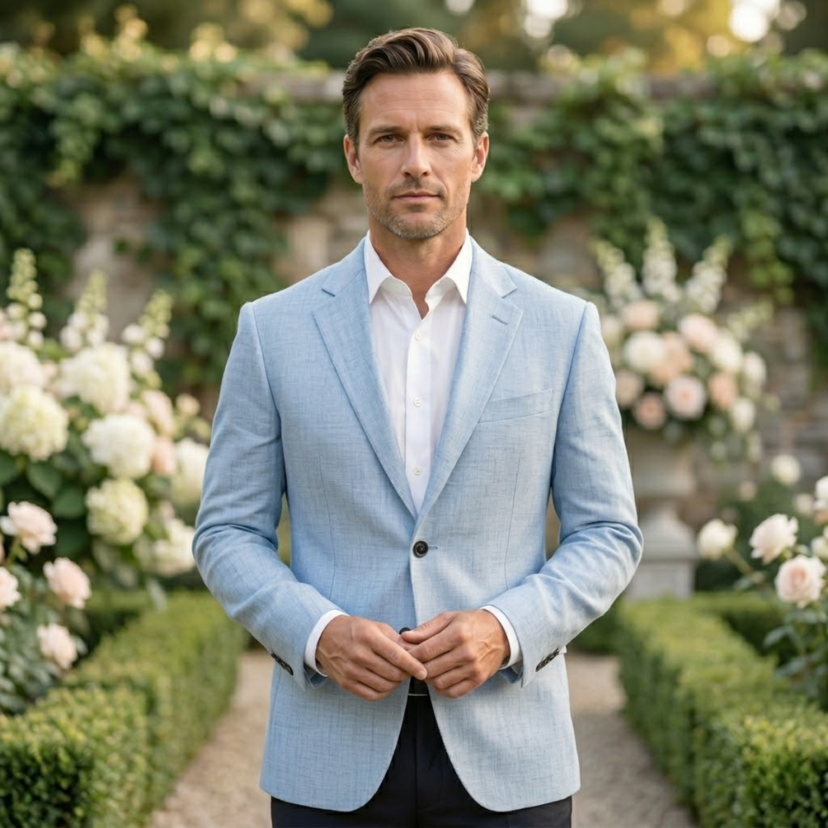 The Brenton Men's Smart Casual Slim Fit Linen Blazer - Wedding Guest