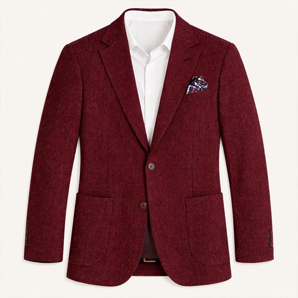 The Domaso Men’s Business Herringbone Single Breasted Tweed Blazer - Wedding Guest