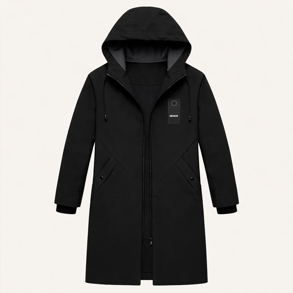 Men's Waterproof Long Rain Jacket – Windproof Hooded Casual Coat