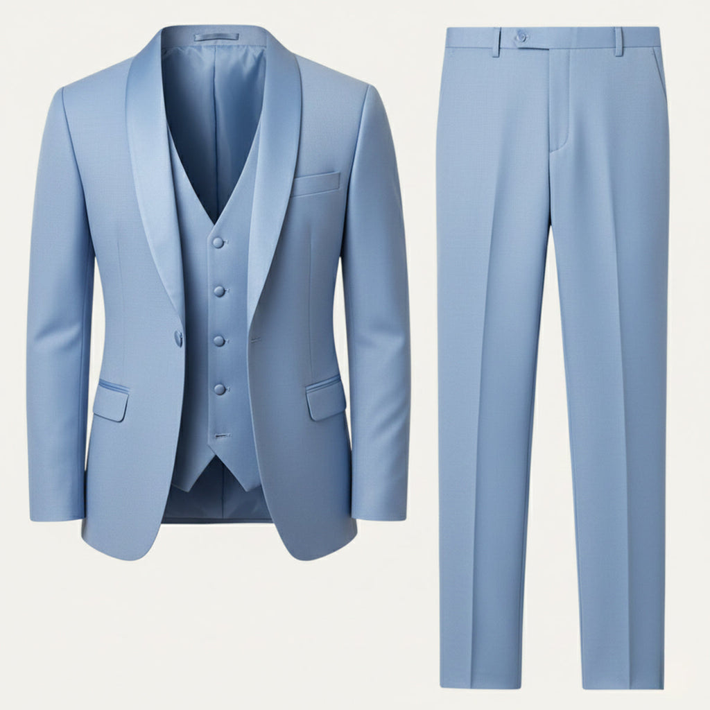The Trebbiano Men’s 3 Piece Suit – Elegant Slim Fit Formal Tuxedo Set