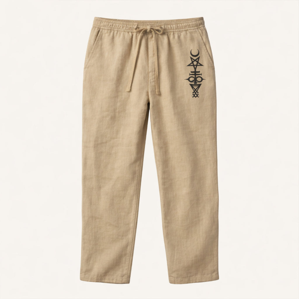 The Maplehill Men’s Casual Relaxed Fit Linen Wide Leg Drawstring Pants