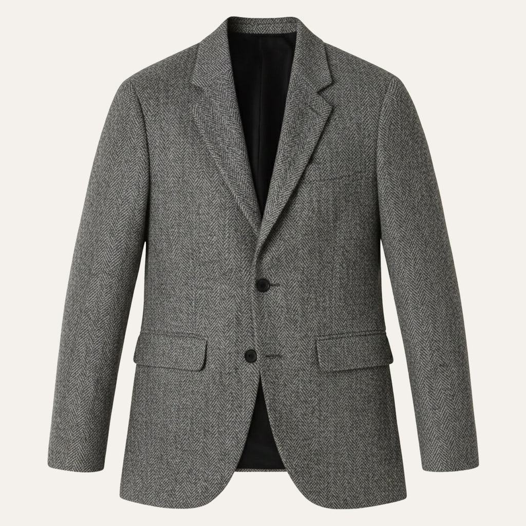 Men’s Classic Herringbone Wedding Guest Tweed Blazer
