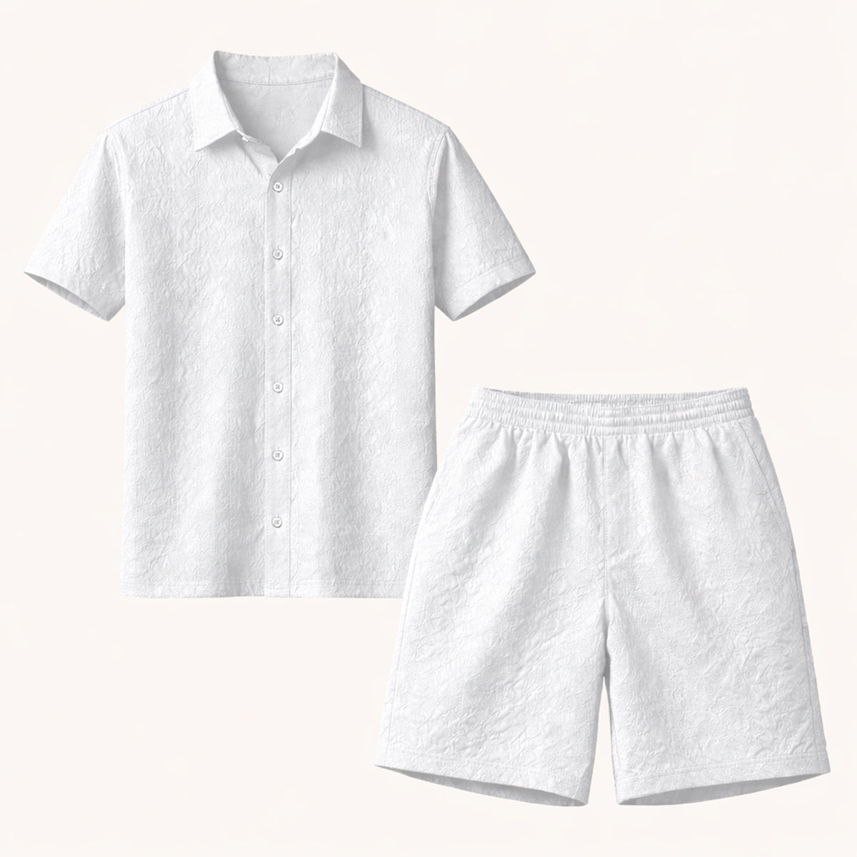 The Cedar Ridge Park Men’s Textured Trendy Summer Set – Shirt & Shorts Set