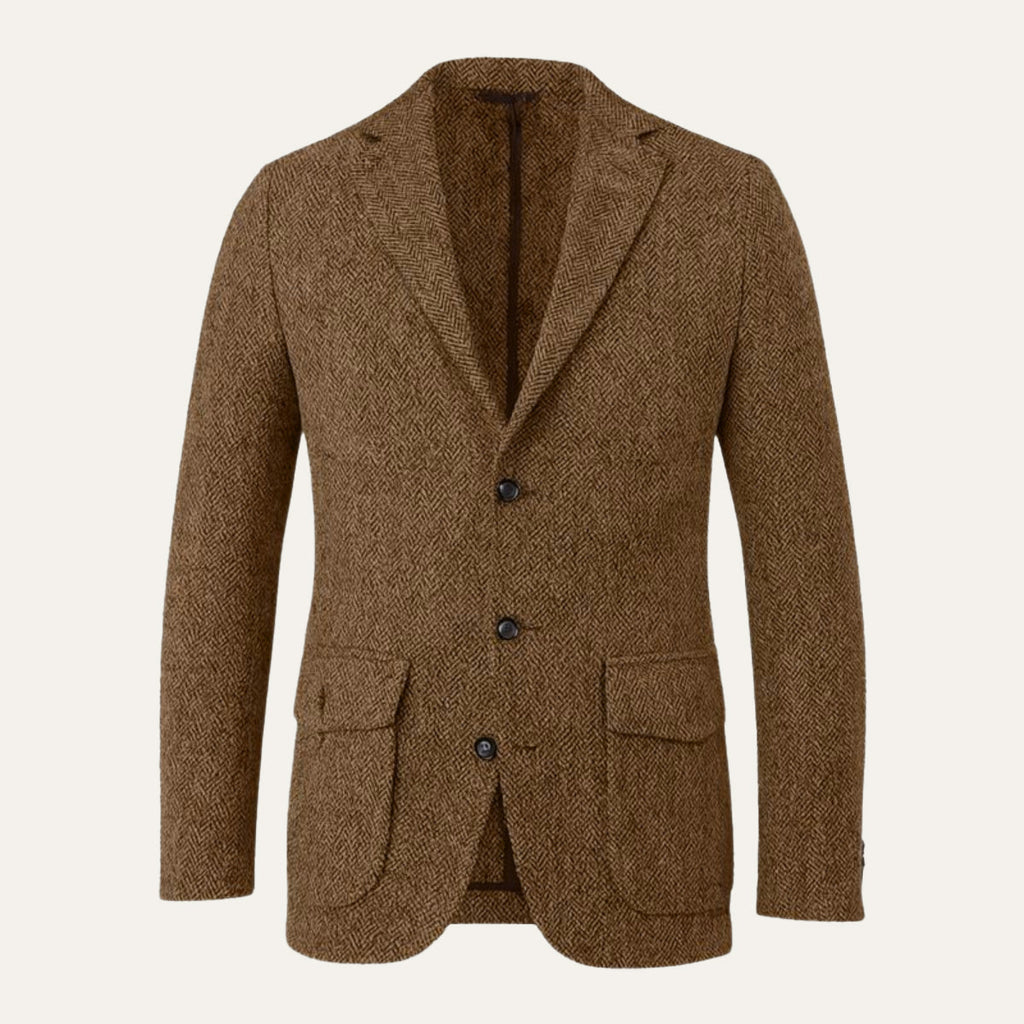Men’s Single Breasted Herringbone Tweed Blazer - Wedding Guest