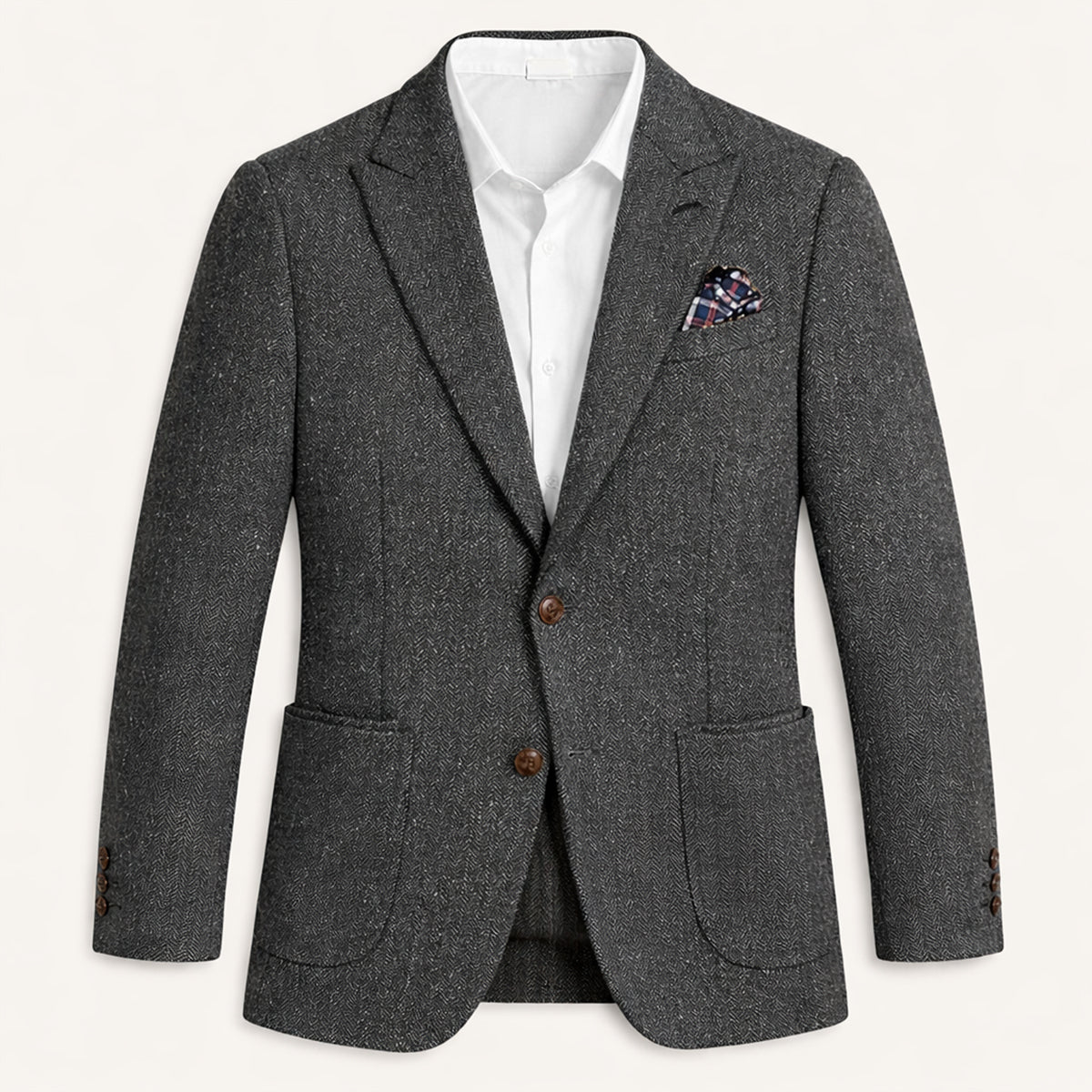 The Domaso Men’s Business Herringbone Single Breasted Tweed Blazer - Wedding Guest