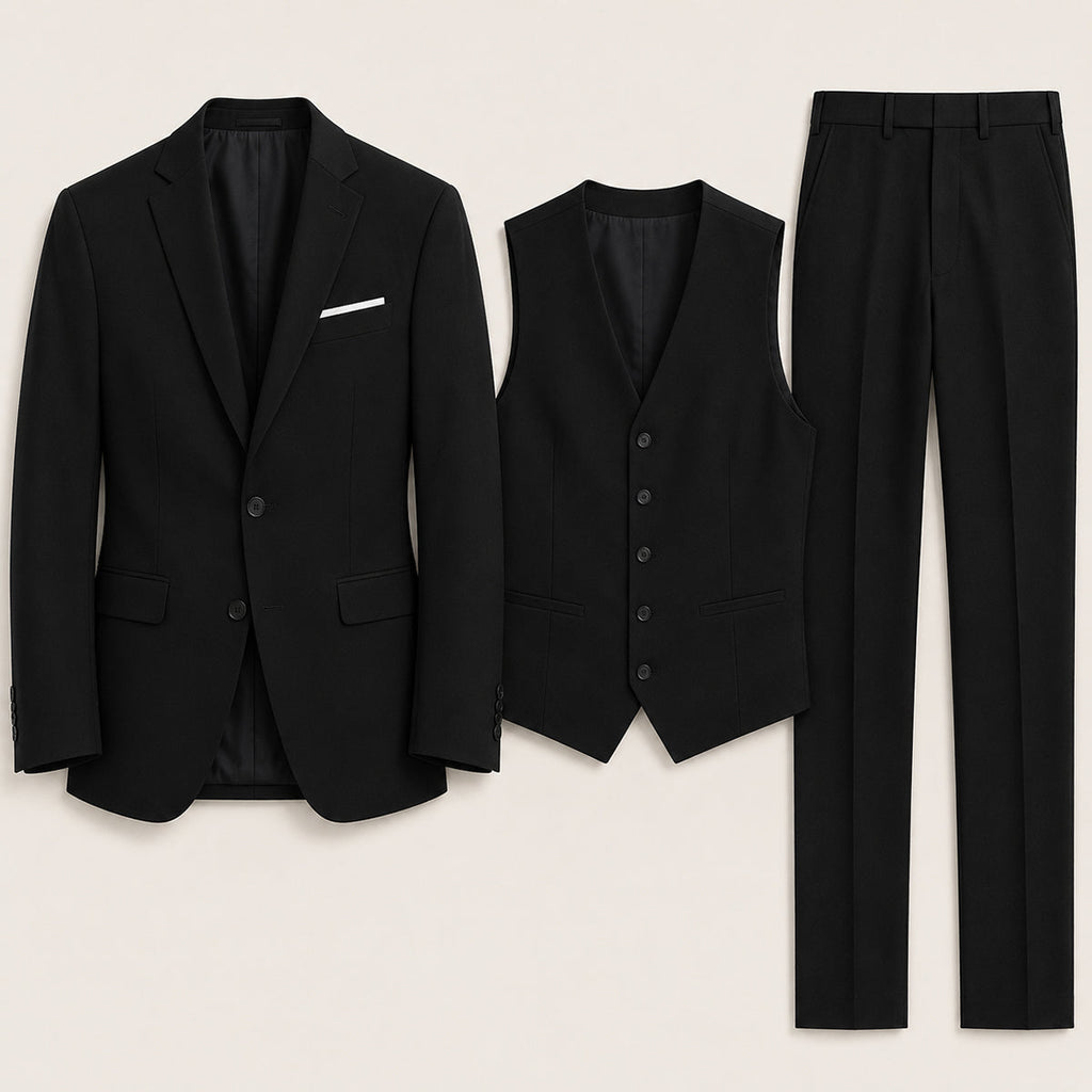 The Barbaresco Men’s Elegant 3 Piece Suit Set – Blazer Vest and Pants Formal Suit