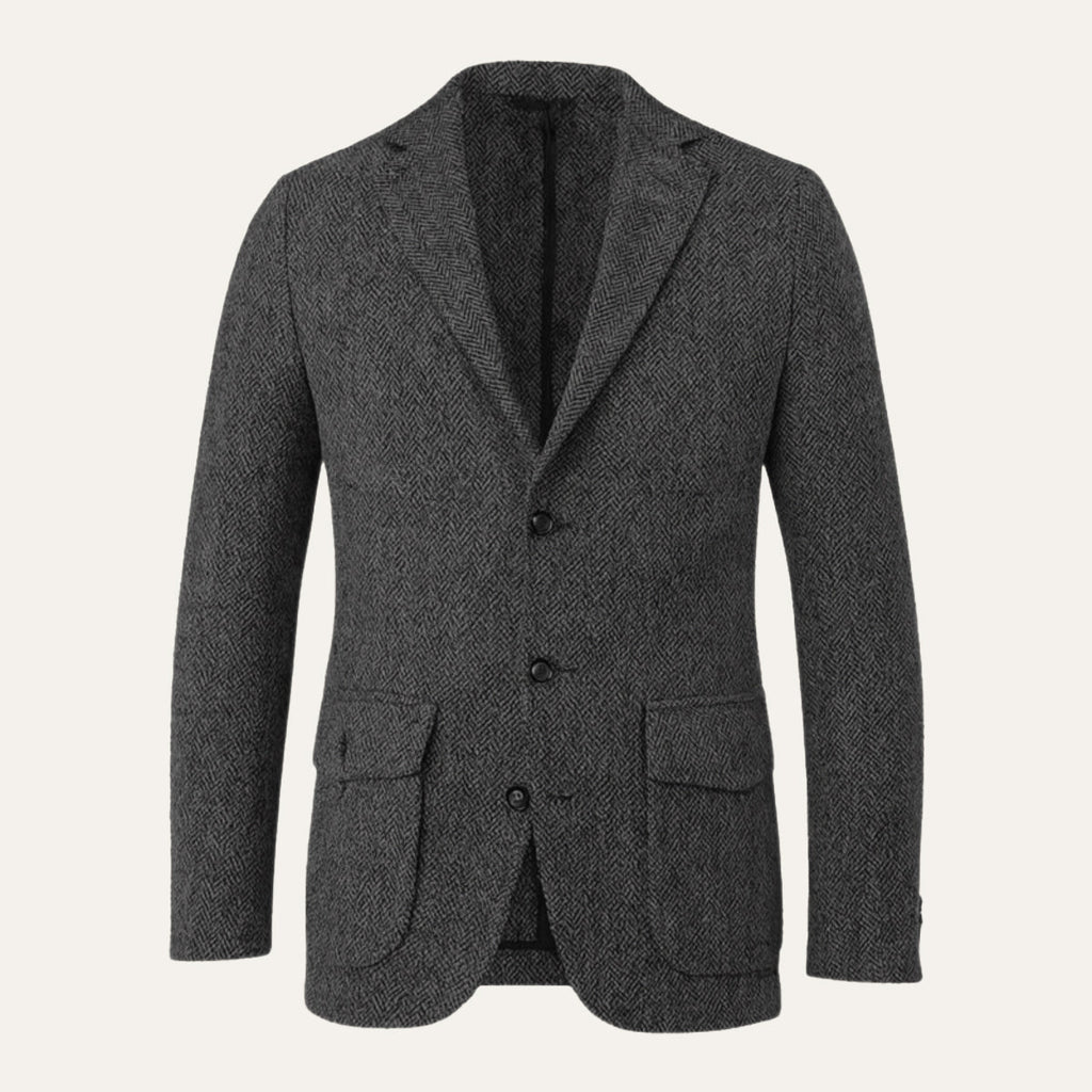 Men’s Single Breasted Herringbone Tweed Blazer - Wedding Guest