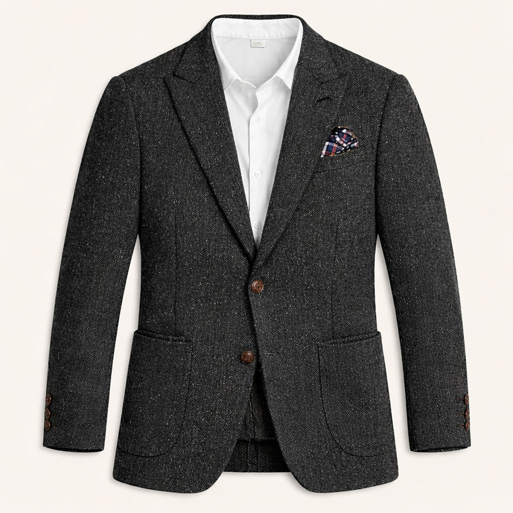 The Domaso Men’s Business Herringbone Single Breasted Tweed Blazer - Wedding Guest