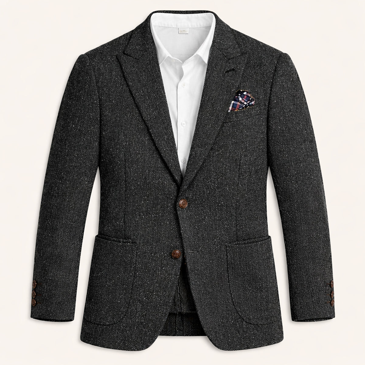 The Domaso Men’s Business Herringbone Single Breasted Tweed Blazer - Wedding Guest
