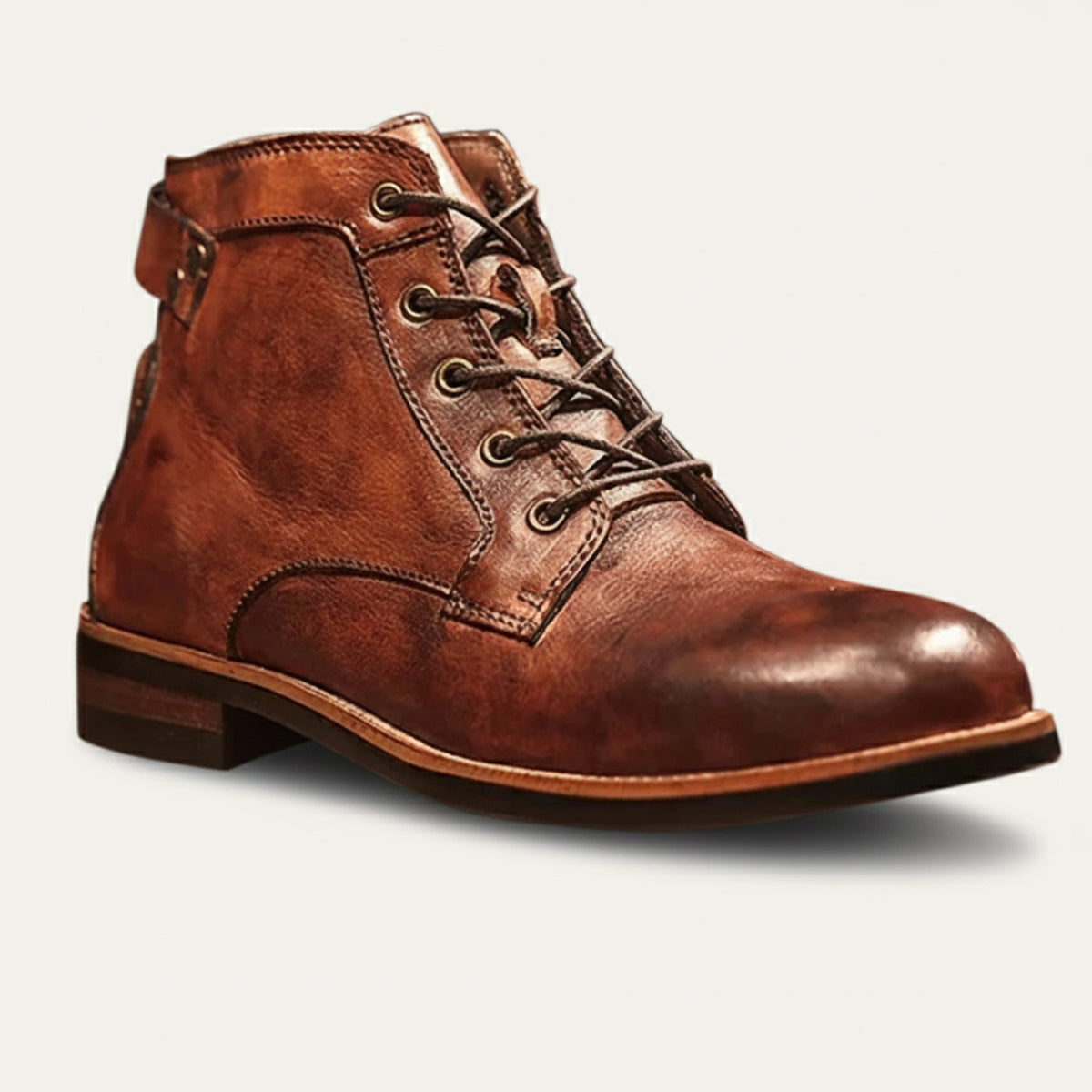 The Lucca Men’s Lace Up Vintage Faux Leather Ankle Boots