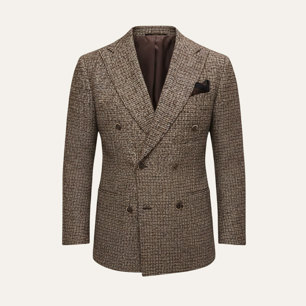 Men’s Checked Double Breasted Plaid Blazer - Wedding Guest