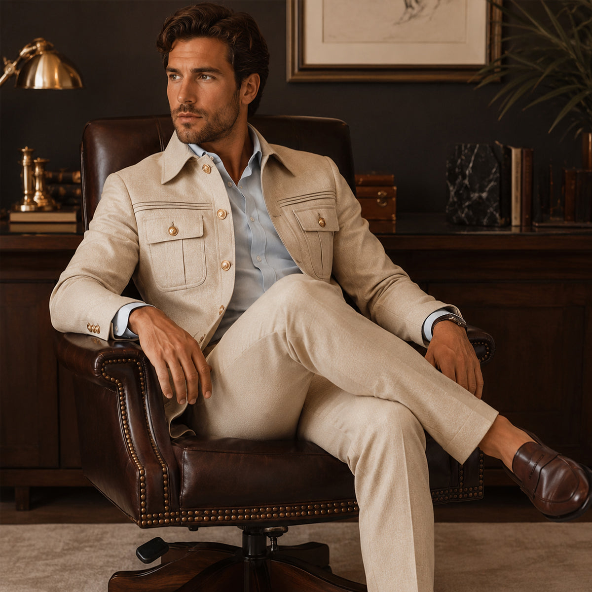 The Sirmione Men’s Classic Fit Multi Pocket 2 Piece Business Suit Set