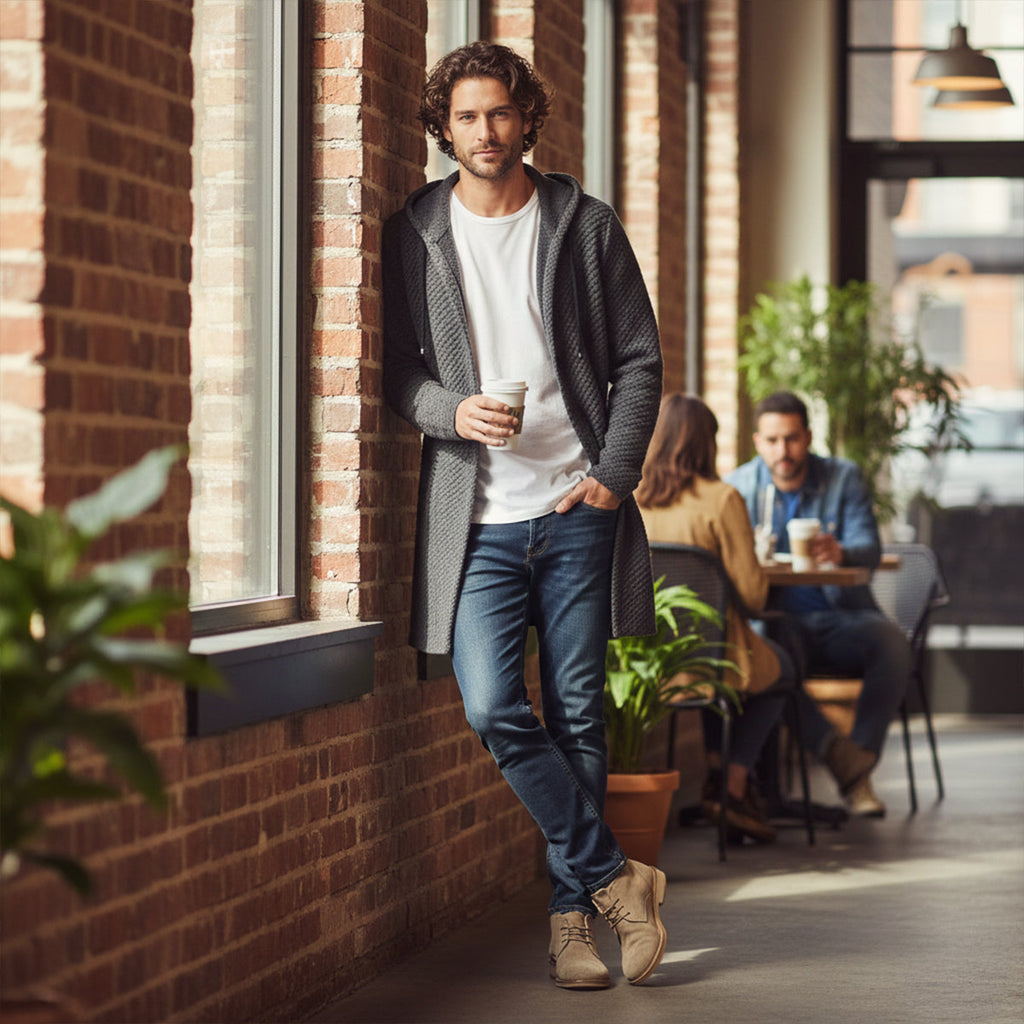 The Copenhagen Hooded Knit Cardigan – Men’s Longline Casual Coat