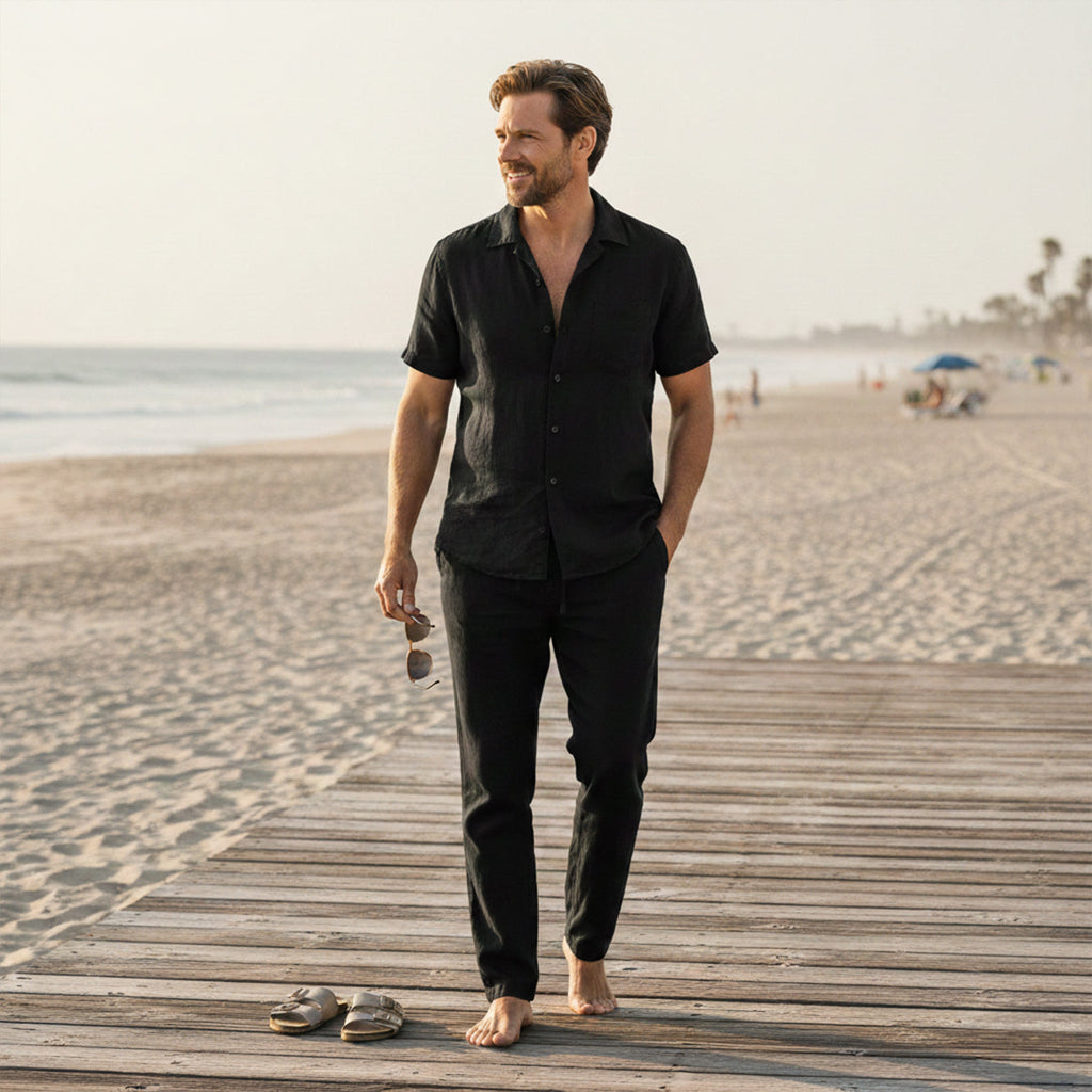 The Soho Men’s Lightweight Linen Beach Set – Shirt & Pants