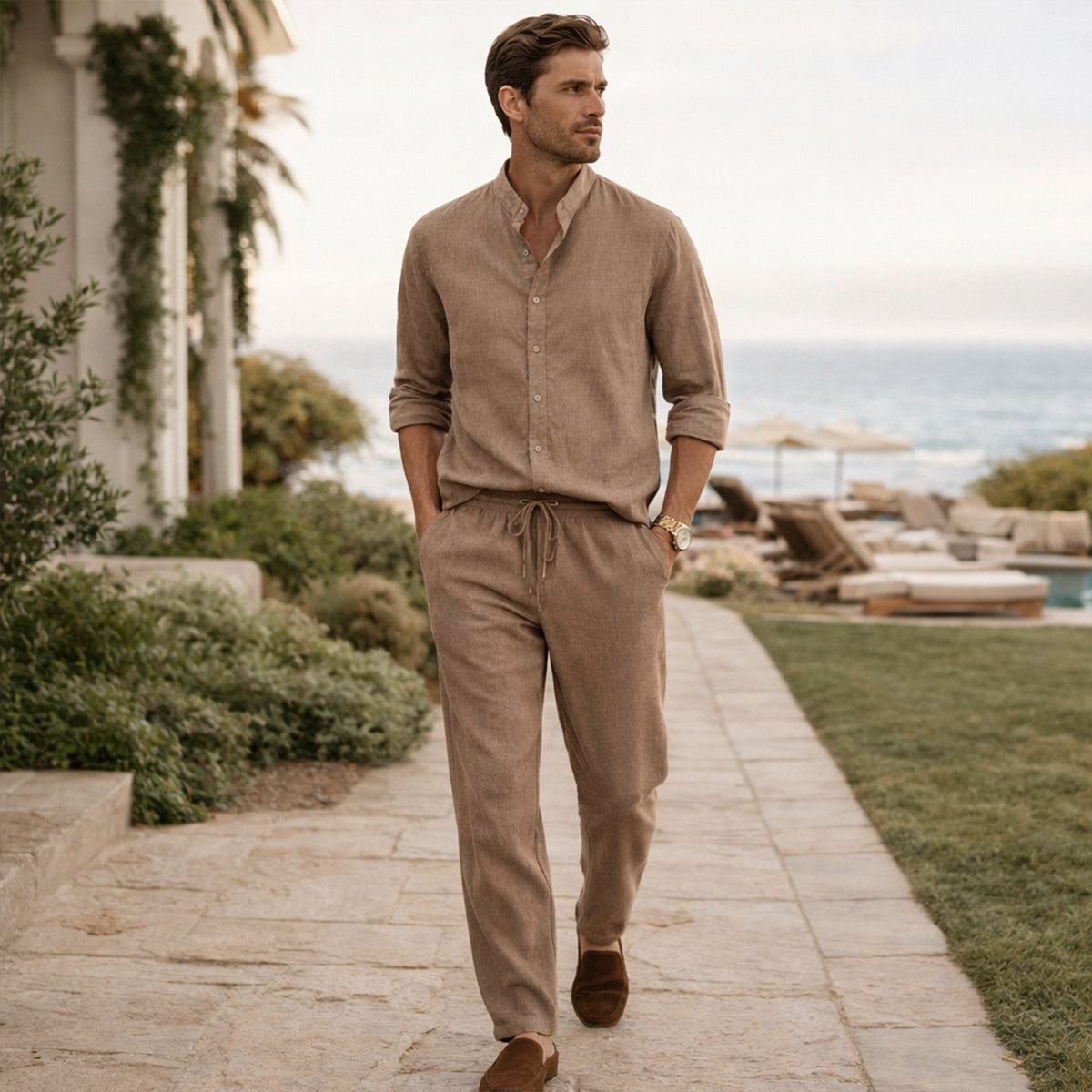 The Hampton  Men’s Summer Lightweight Set – Shirt & Pants
