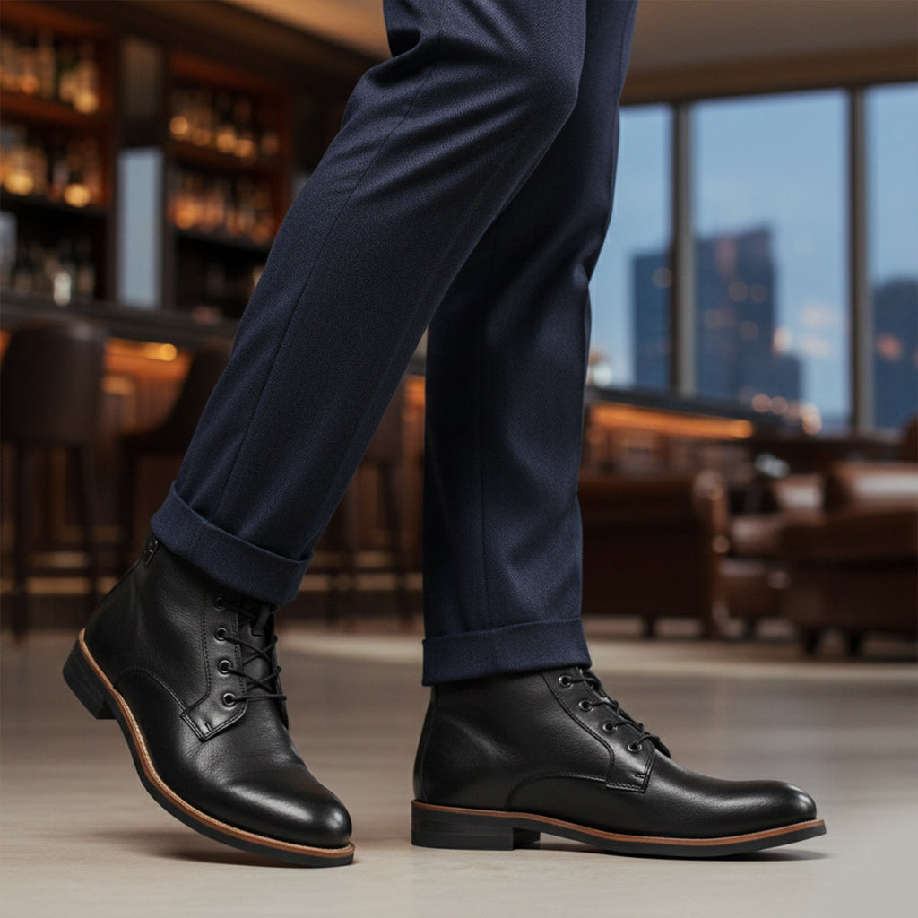 The Lucca Men’s Lace Up Vintage Faux Leather Ankle Boots