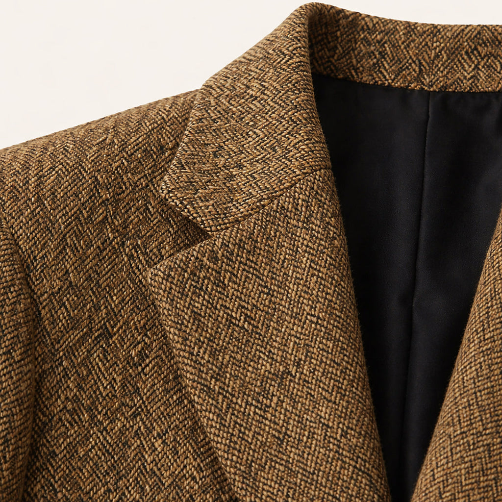 Men’s Classic Herringbone Wedding Guest Tweed Blazer