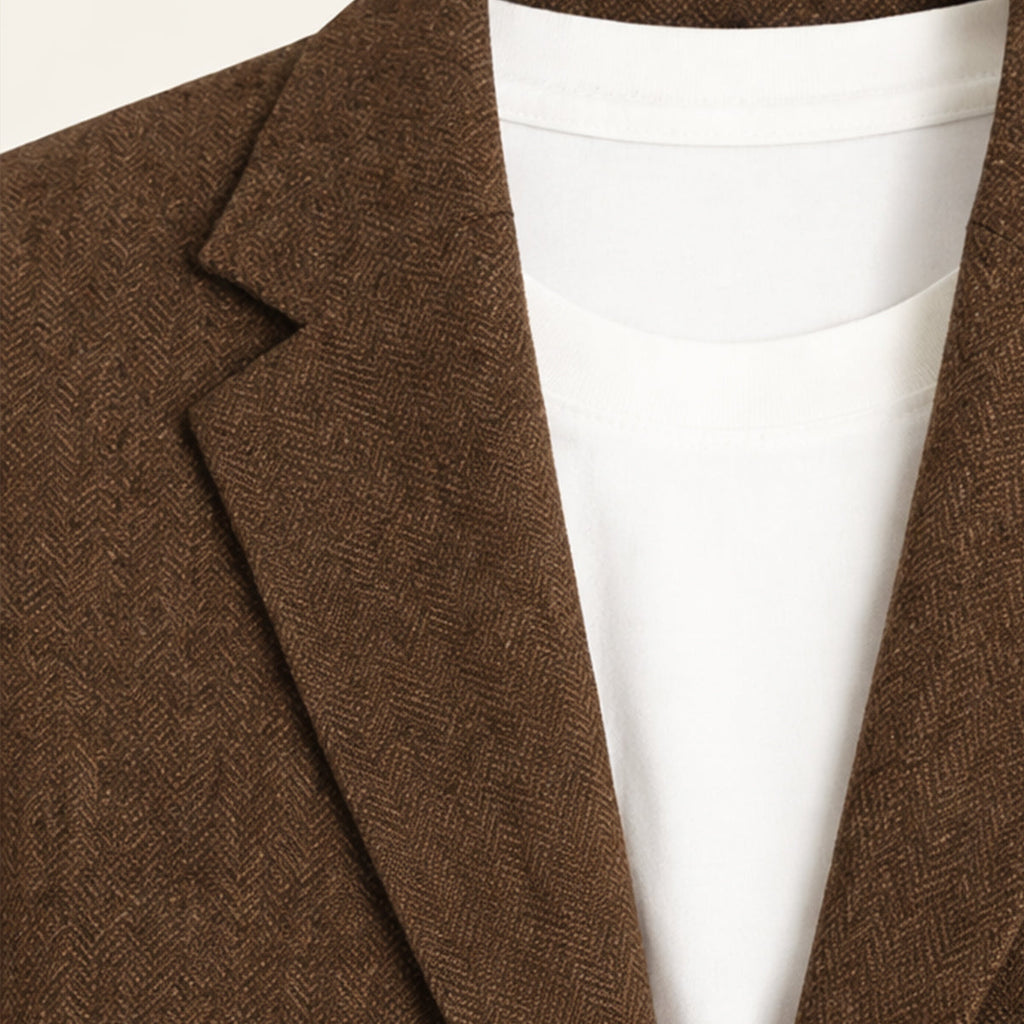 The Domaso Men’s Business Herringbone Single Breasted Tweed Blazer - Wedding Guest