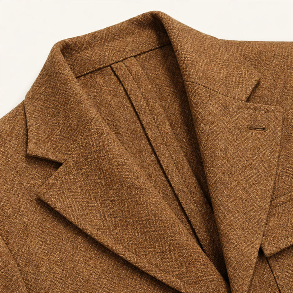 The Como Men’s Smart 3 Piece Tweed Suit – Herringbone Blazer, Waistcoat & Pants