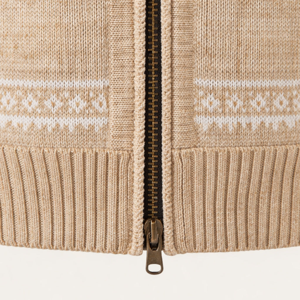The Castello Men’s Knitted Zip Up Cardigan with Cable Pattern