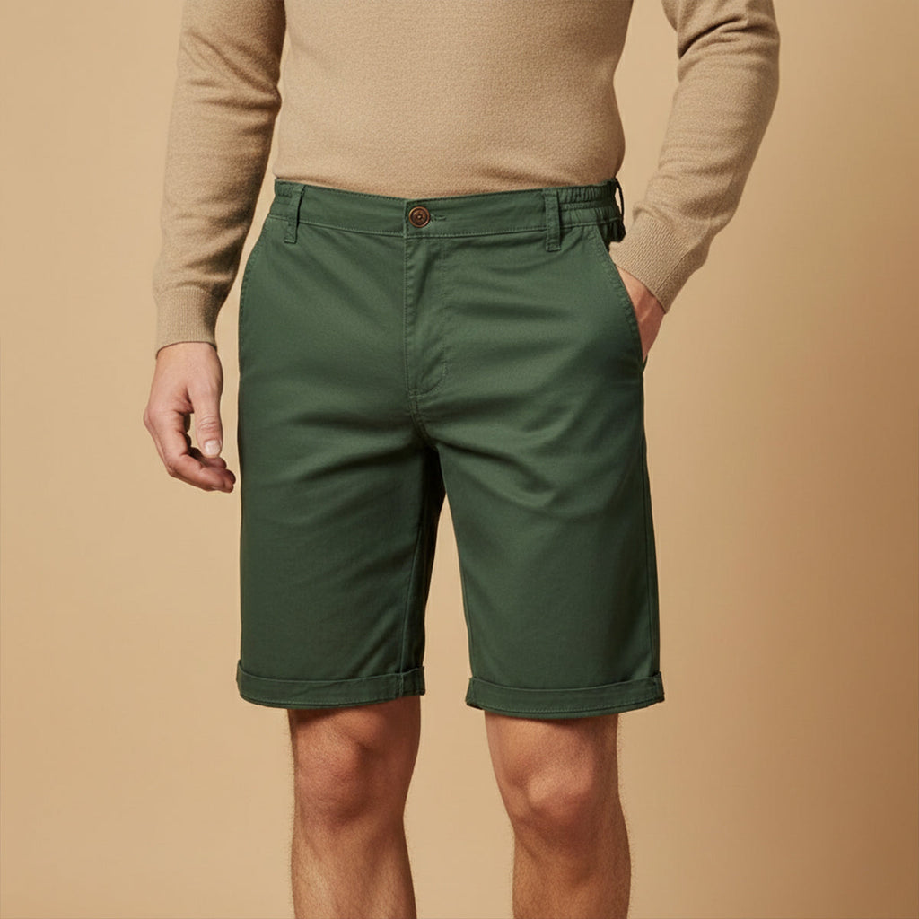 The Roseland Men’s Premium Cotton Flat Front Summer Shorts
