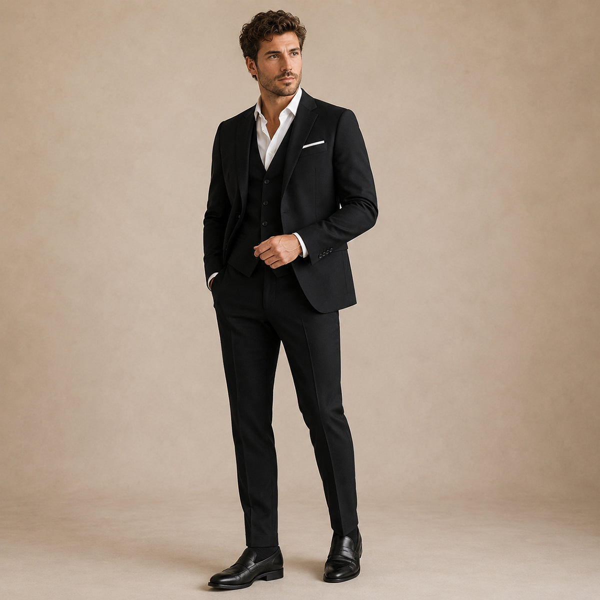 The Barbaresco Men’s Elegant 3 Piece Suit Set – Blazer Vest and Pants Formal Suit