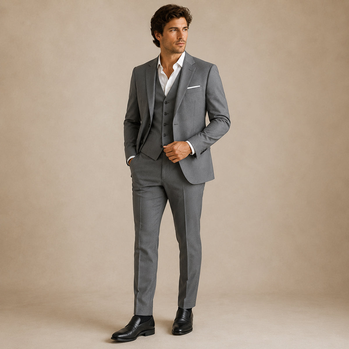 The Barbaresco Men’s Elegant 3 Piece Suit Set – Blazer Vest and Pants Formal Suit