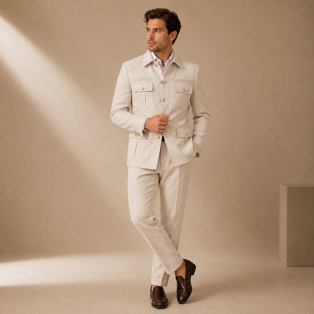 The Sirmione Men’s Classic Fit Multi Pocket 2 Piece Business Suit Set