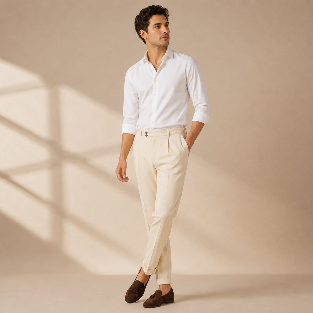 The Dromana Men’s Tailored Smart Slim Fit Pleated Dress Pants