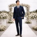 The Portofino Men’s Elegant 3 Piece Tweed Suit – Herringbone Blazer, Waistcoat & Pants