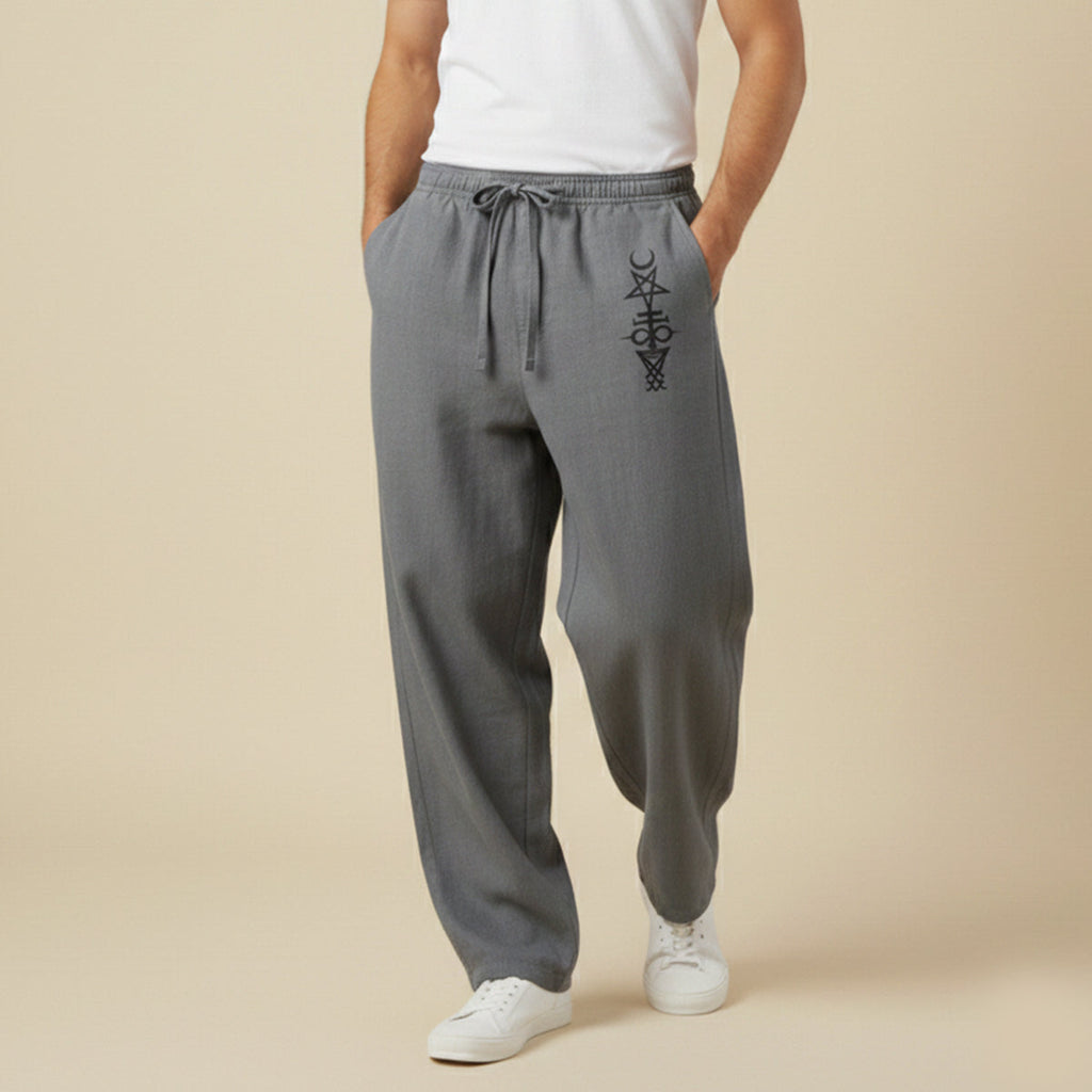 The Brookridge Men’s Trendy Relaxed Fit Linen Wide Leg Drawstring Pants