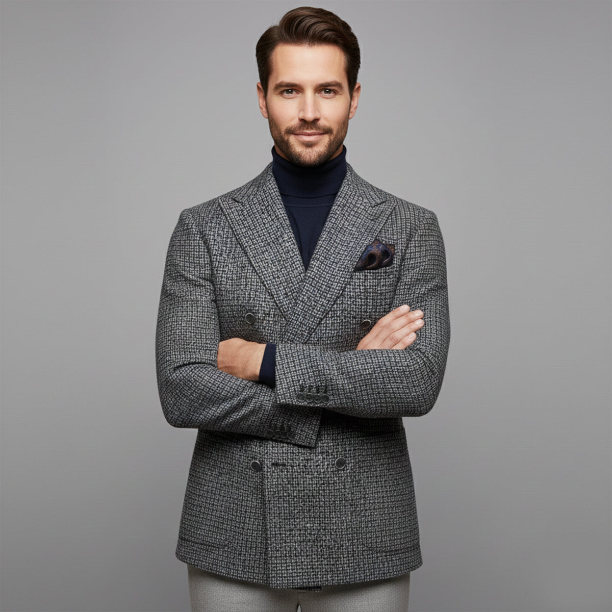 The Garda Porto Men’s Checked Double Breasted Plaid Blazer